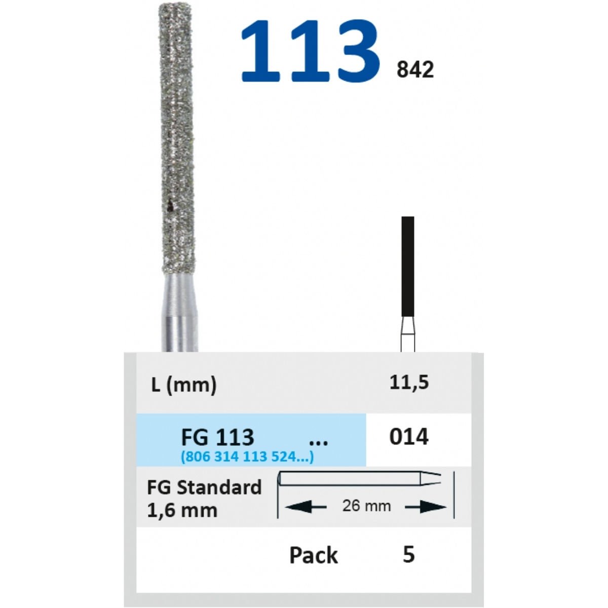 Silindir Fissür Frez - Horico FG 113- 014No - Görsel 2